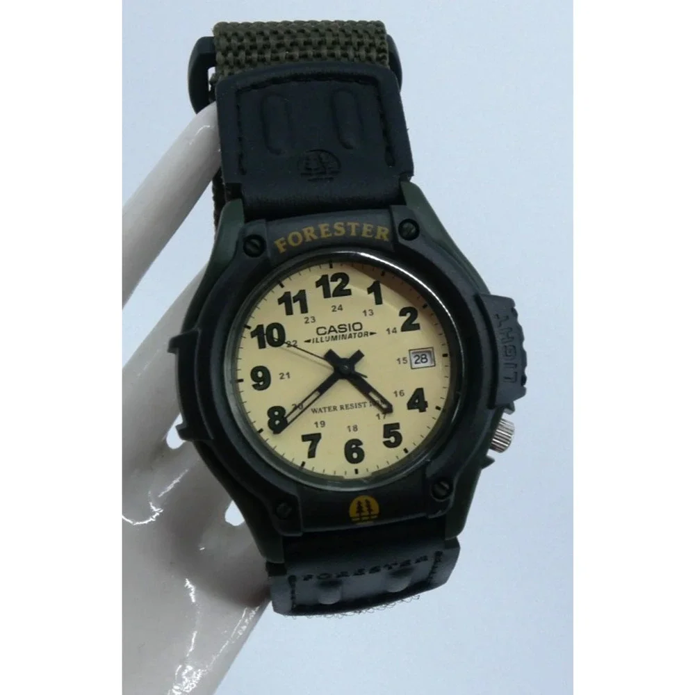 Casio Forester Mens Watch 42mm Green Black Illuminator 5405 FT-500W Working